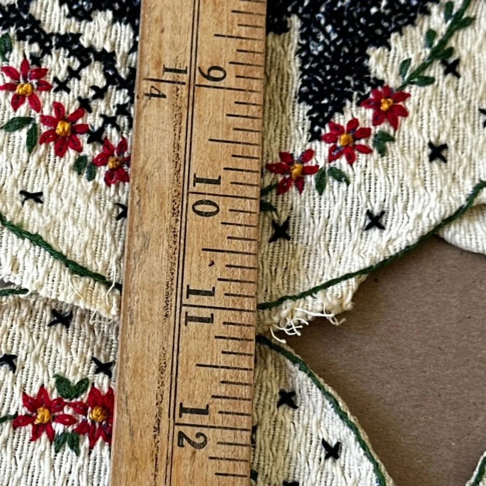 Vtg 30s Hand Embroidered Place Mat Set 6pc Floral Butterfly Birds Cottagecore